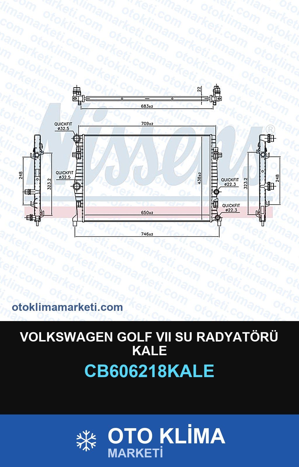 Volkswagen Golf VII (7) Su Radyatörü Kale — SU RADYATÖRÜ — KALE marka — Uyumlu: VOLKSWAGEN