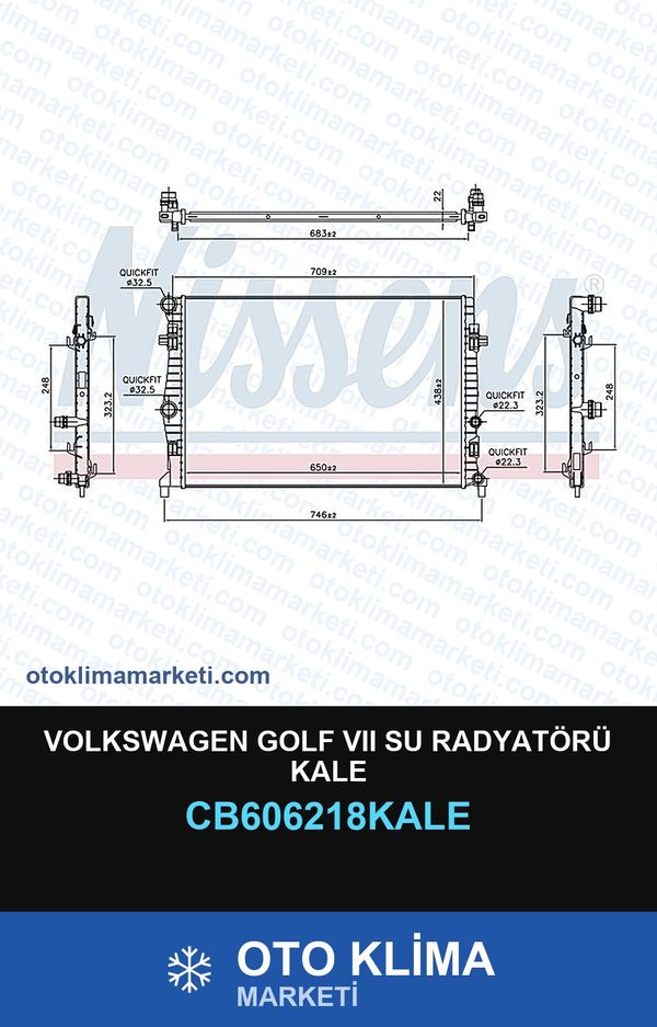 Volkswagen Golf VII (7) Su Radyatörü Kale — SU RADYATÖRÜ — KALE marka — Uyumlu: VOLKSWAGEN