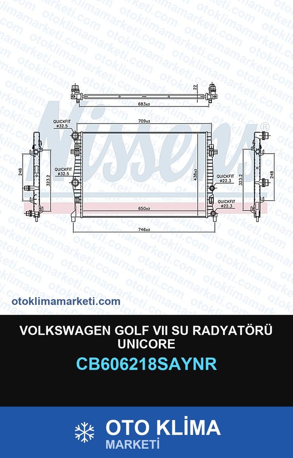 Volkswagen Golf VII (7) Su Radyatörü Unicore — SU RADYATÖRÜ — UNICORE marka — Uyumlu: VOLKSWAGEN