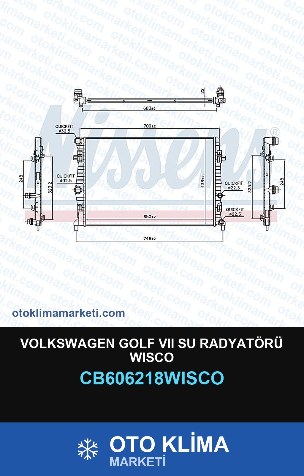Volkswagen Golf VII (7) Su Radyatörü Wisco — SU RADYATÖRÜ — WISCO marka — Uyumlu: VOLKSWAGEN