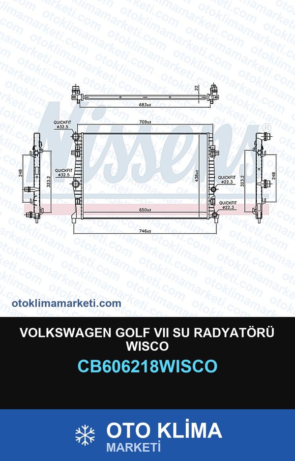 Volkswagen Golf VII (7) Su Radyatörü Wisco — SU RADYATÖRÜ — WISCO marka — Uyumlu: VOLKSWAGEN