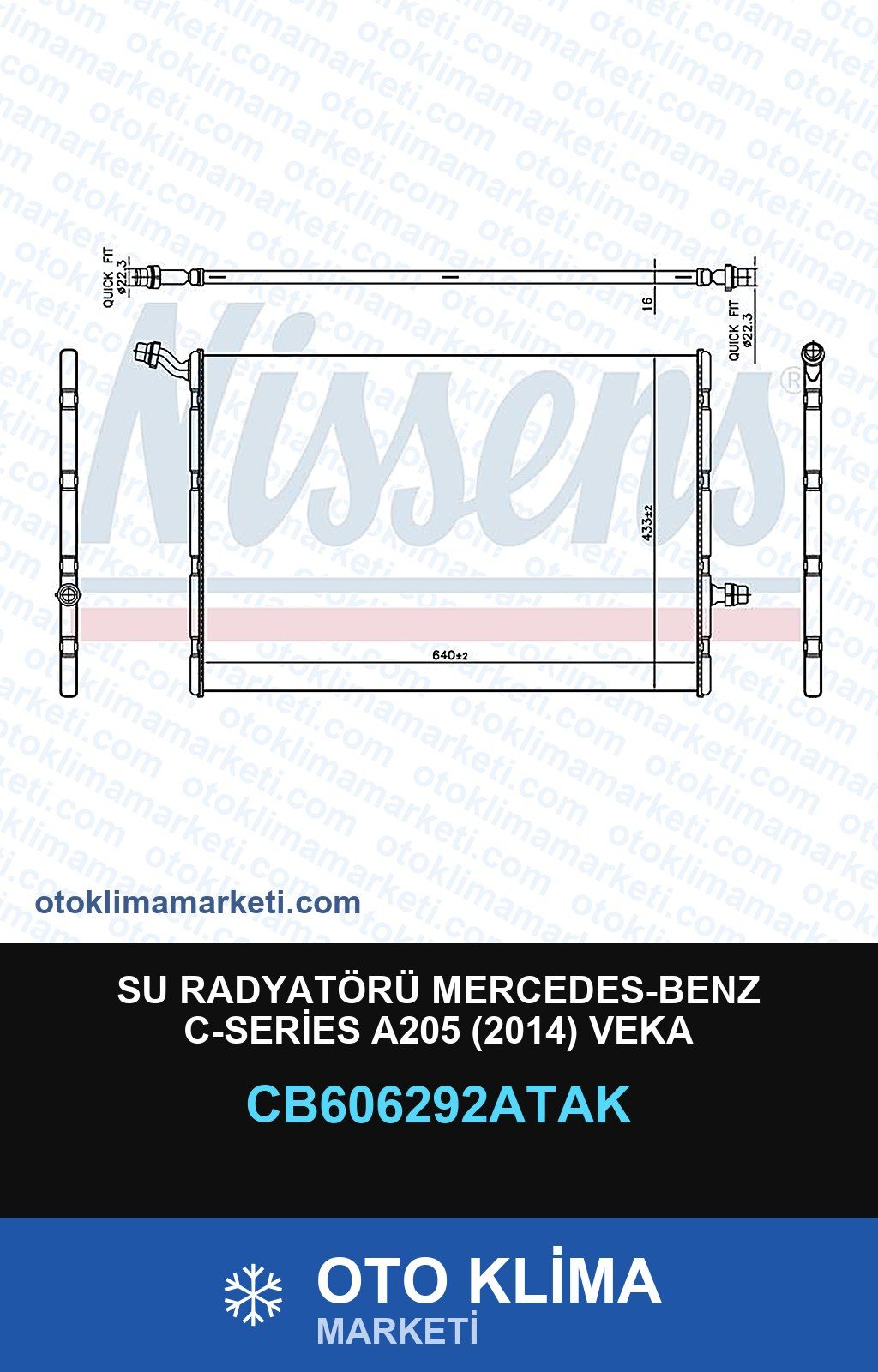 Su Radyatörü Mercedes-Benz C-Series A205 (2014) Veka — SU RADYATÖRÜ — VEKA marka — Uyumlu: MERCEDES BENZ