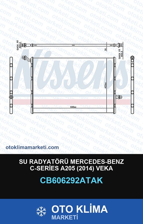 Su Radyatörü Mercedes-Benz C-Series A205 (2014) Veka — SU RADYATÖRÜ — VEKA marka — Uyumlu: MERCEDES BENZ