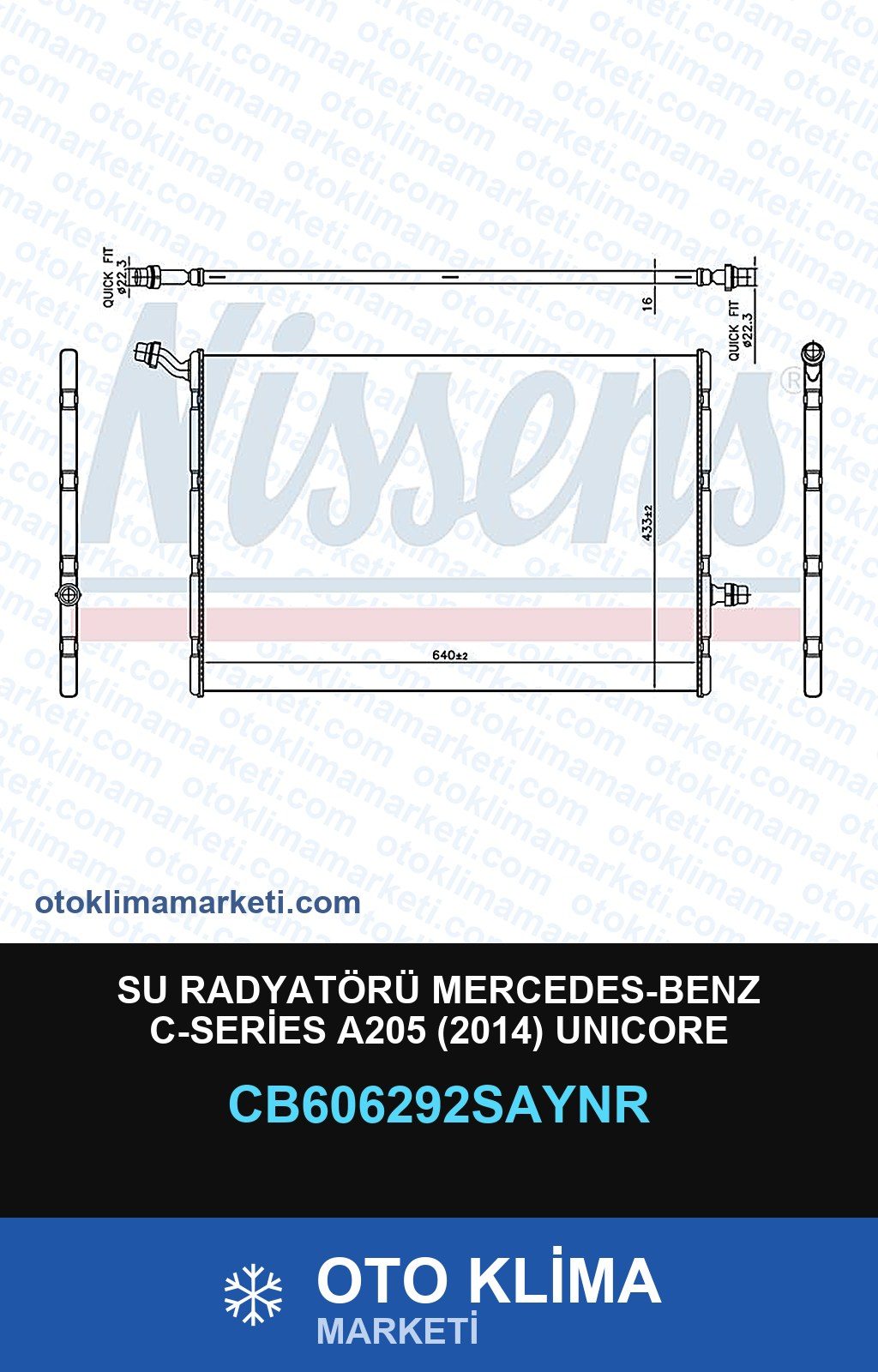 Su Radyatörü Mercedes-Benz C-Series A205 (2014) Unicore — SU RADYATÖRÜ — UNICORE marka — Uyumlu: MERCEDES BENZ