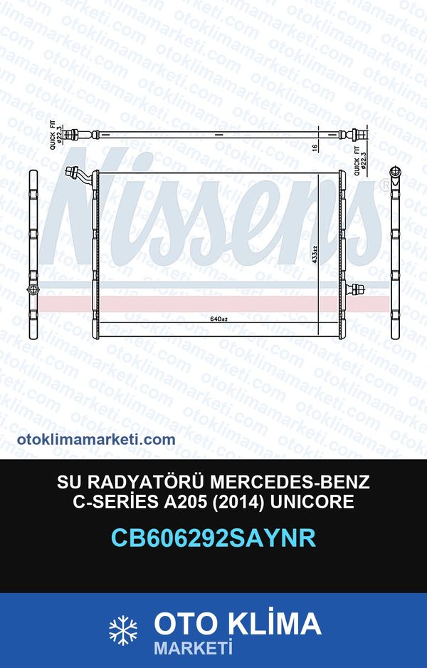 Su Radyatörü Mercedes-Benz C-Series A205 (2014) Unicore — SU RADYATÖRÜ — UNICORE marka — Uyumlu: MERCEDES BENZ