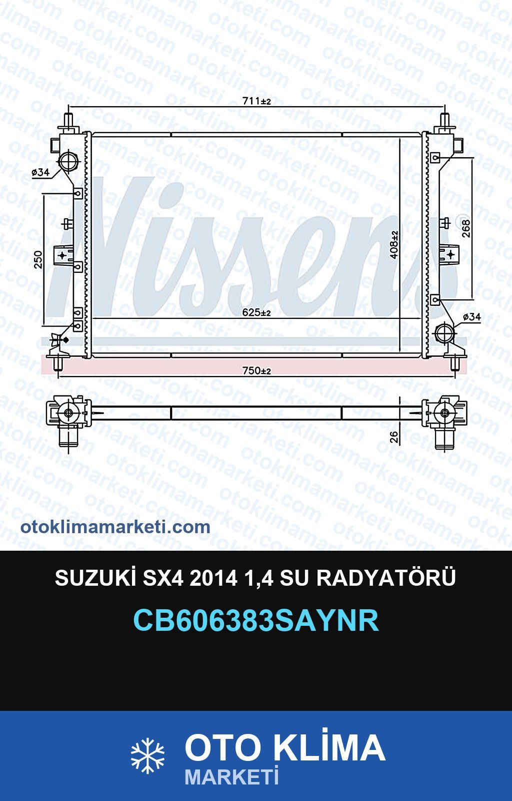 Suzuki SX4 2014 1,4 Su Radyatörü — SU RADYATÖRÜ — UNICORE marka — Uyumlu: SUZUKI