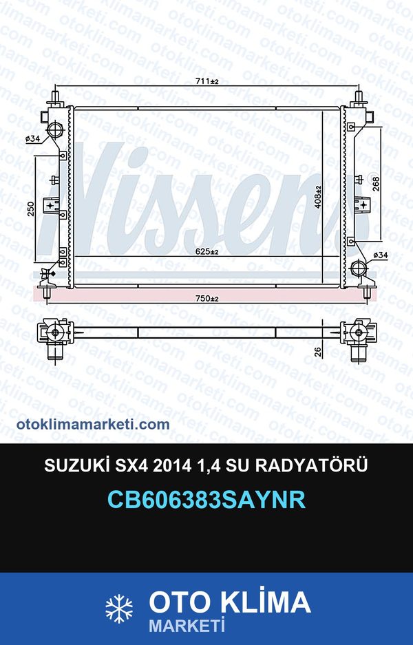 Suzuki SX4 2014 1,4 Su Radyatörü — SU RADYATÖRÜ — UNICORE marka — Uyumlu: SUZUKI