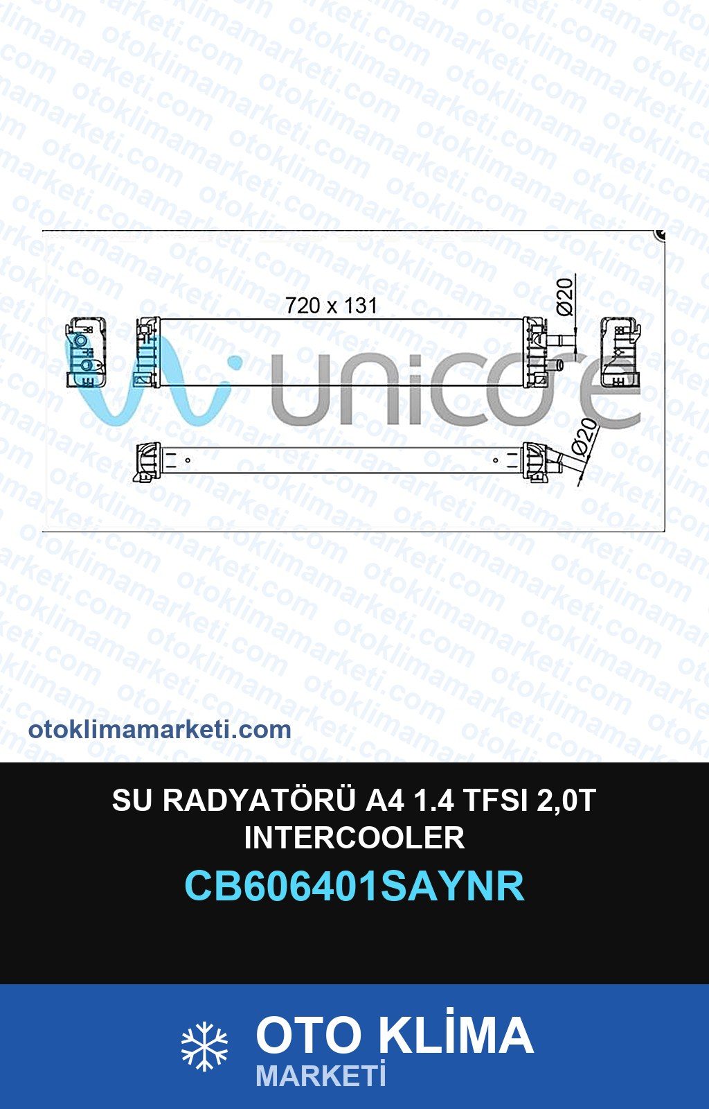Su Radyatörü A4 1.4 TFSI 2,0T Intercooler — SU RADYATÖRÜ — UNICORE marka