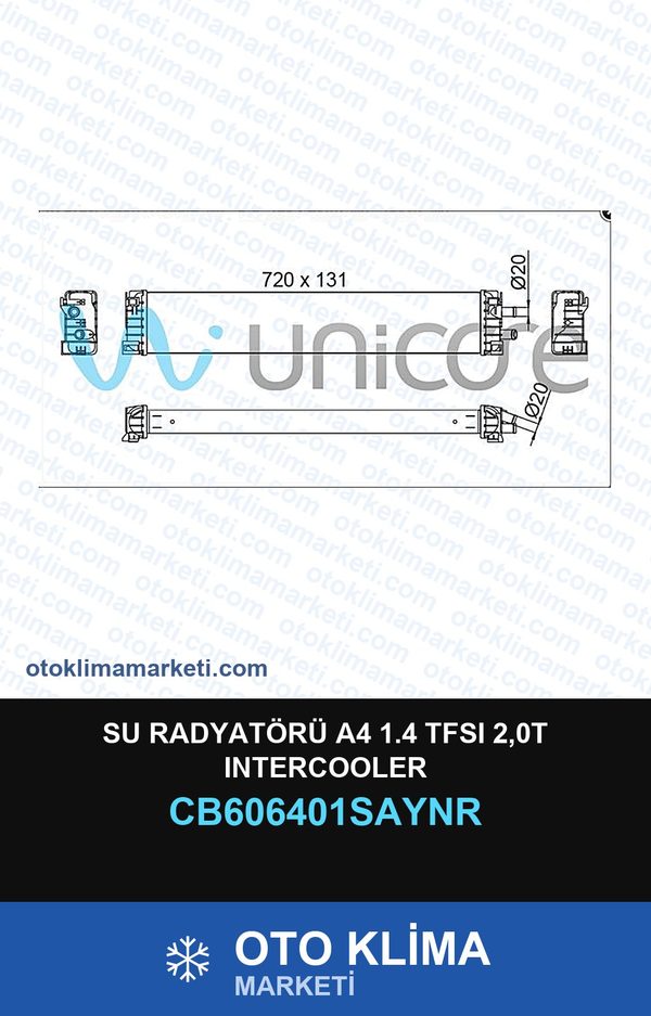 Su Radyatörü A4 1.4 TFSI 2,0T Intercooler — SU RADYATÖRÜ — UNICORE marka