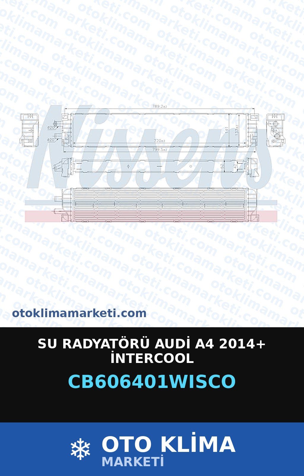 Su Radyatörü Audi A4 2014+ İntercool — SU RADYATÖRÜ — WISCO marka — Uyumlu: AUDI