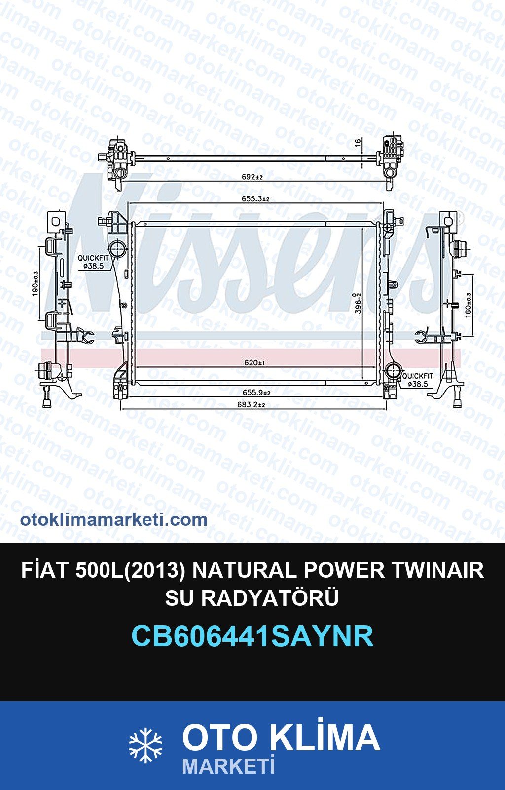 Fiat 500L(2013) Natural Power Twınaır Su Radyatörü — SU RADYATÖRÜ — UNICORE marka — Uyumlu: FIAT