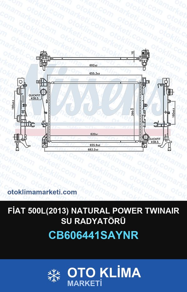 Fiat 500L(2013) Natural Power Twınaır Su Radyatörü — SU RADYATÖRÜ — UNICORE marka — Uyumlu: FIAT