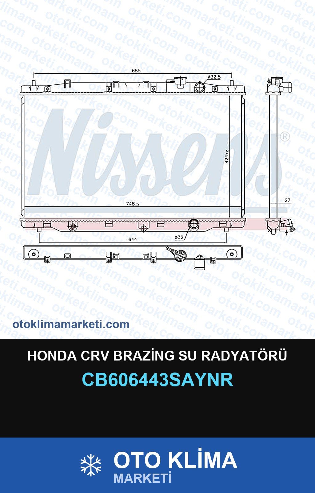 Honda CRV Brazing Su Radyatörü — SU RADYATÖRÜ — UNICORE marka — Uyumlu: HONDA