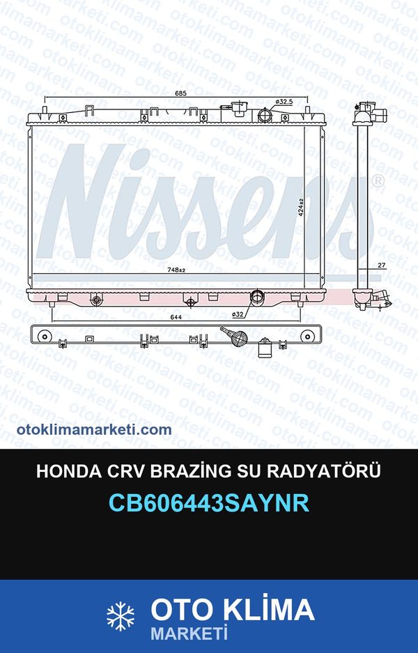 Honda CRV Brazing Su Radyatörü — SU RADYATÖRÜ — UNICORE marka — Uyumlu: HONDA