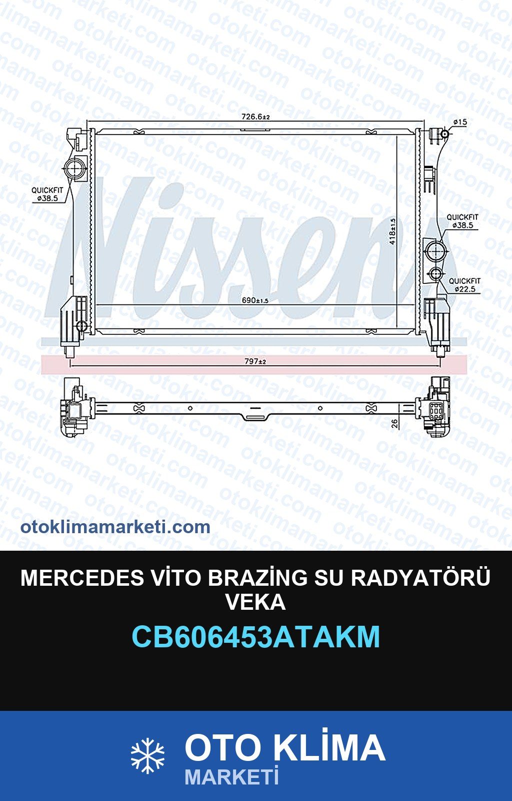Mercedes Vito Brazing Su Radyatörü Veka — SU RADYATÖRÜ — VEKA marka — Uyumlu: MERCEDES BENZ