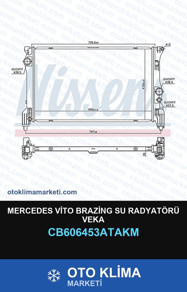 Mercedes Vito Brazing Su Radyatörü Veka — SU RADYATÖRÜ — VEKA marka — Uyumlu: MERCEDES BENZ