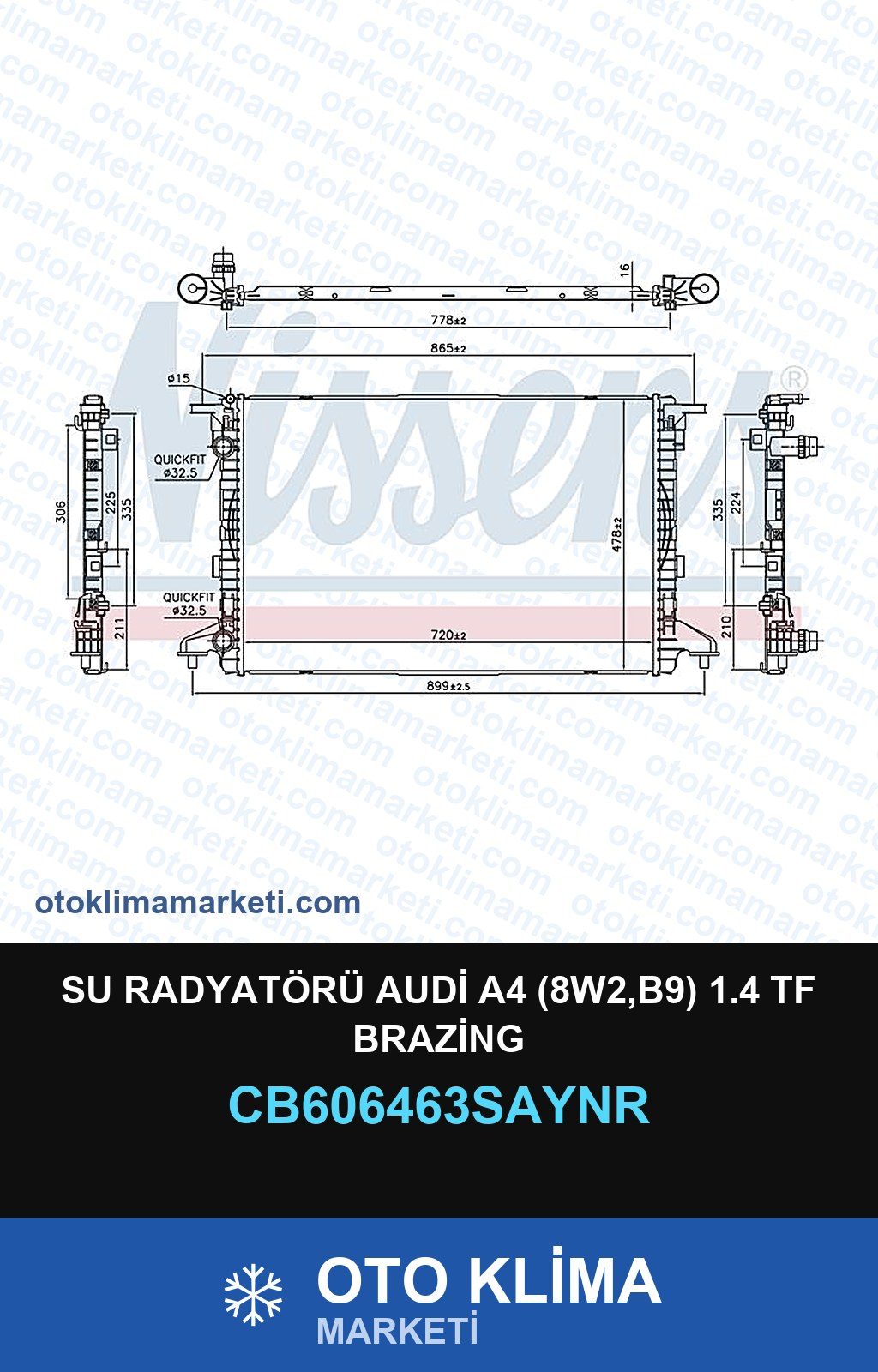 Su Radyatörü Audi A4 (8W2,B9) 1.4 Tf Brazing — SU RADYATÖRÜ — UNICORE marka — Uyumlu: AUDI