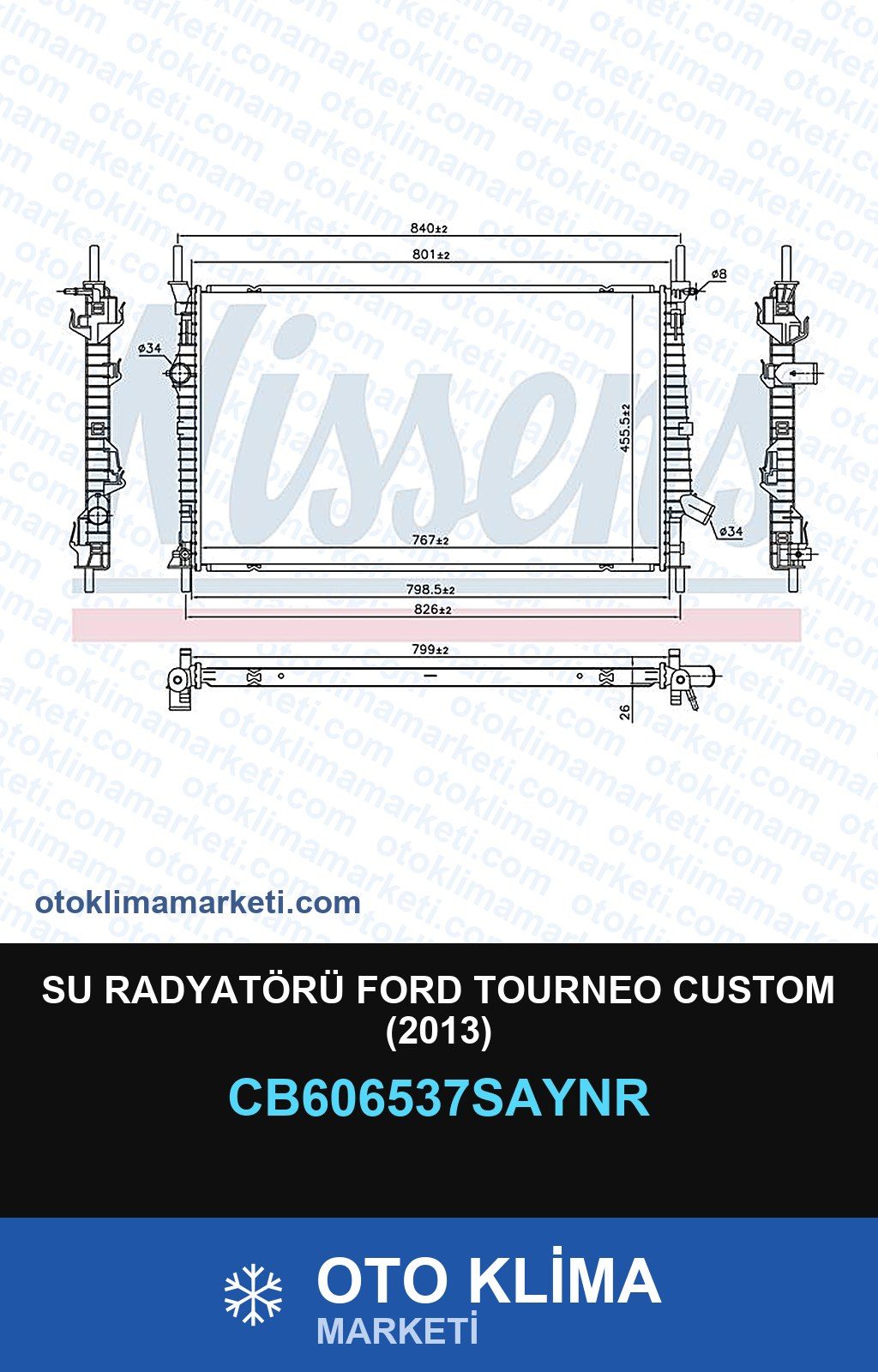 Su Radyatörü Ford Tourneo Custom (2013) — SU RADYATÖRÜ — UNICORE marka — Uyumlu: FORD