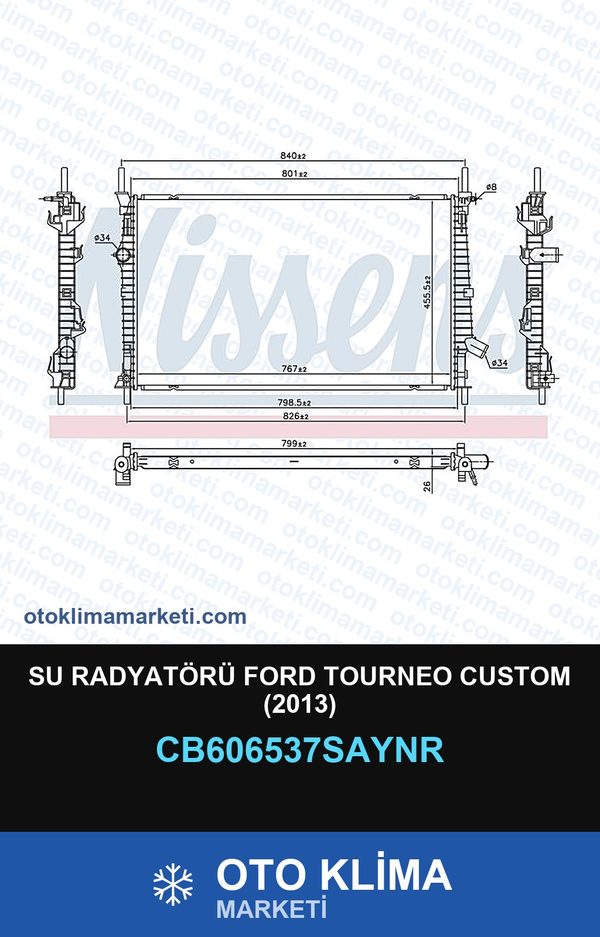 Su Radyatörü Ford Tourneo Custom (2013) — SU RADYATÖRÜ — UNICORE marka — Uyumlu: FORD