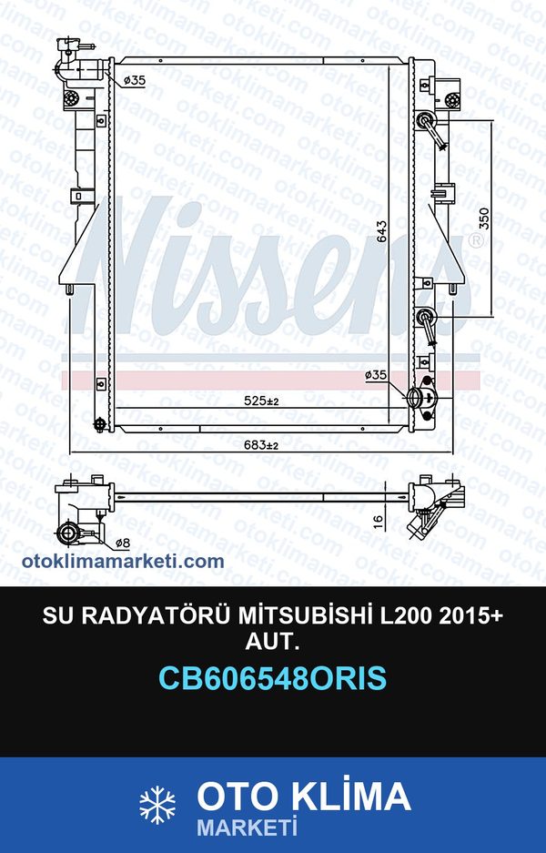 Su Radyatörü Mitsubishi L200 2015+ Aut. — SU RADYATÖRÜ — ORİS marka — Uyumlu: MITSUBISHI
