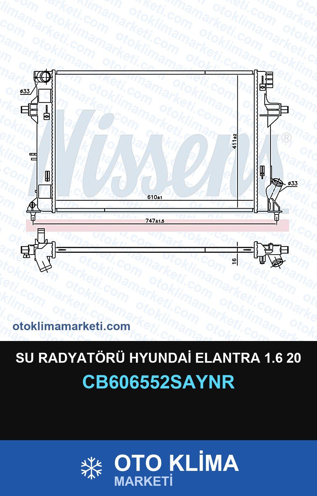 Su Radyatörü Hyundai Elantra 1.6 20 — SU RADYATÖRÜ — UNICORE marka — Uyumlu: HYUNDAI