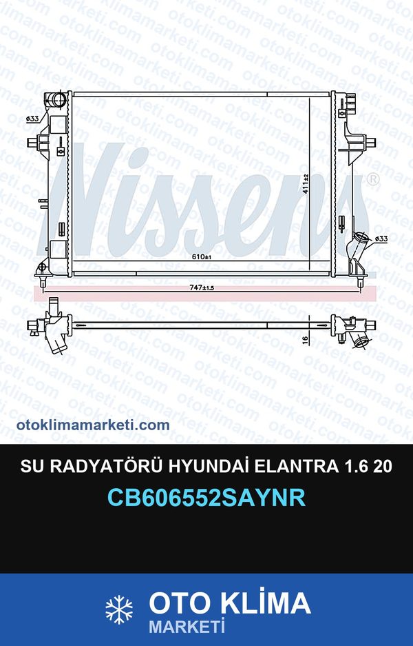 Su Radyatörü Hyundai Elantra 1.6 20 — SU RADYATÖRÜ — UNICORE marka — Uyumlu: HYUNDAI