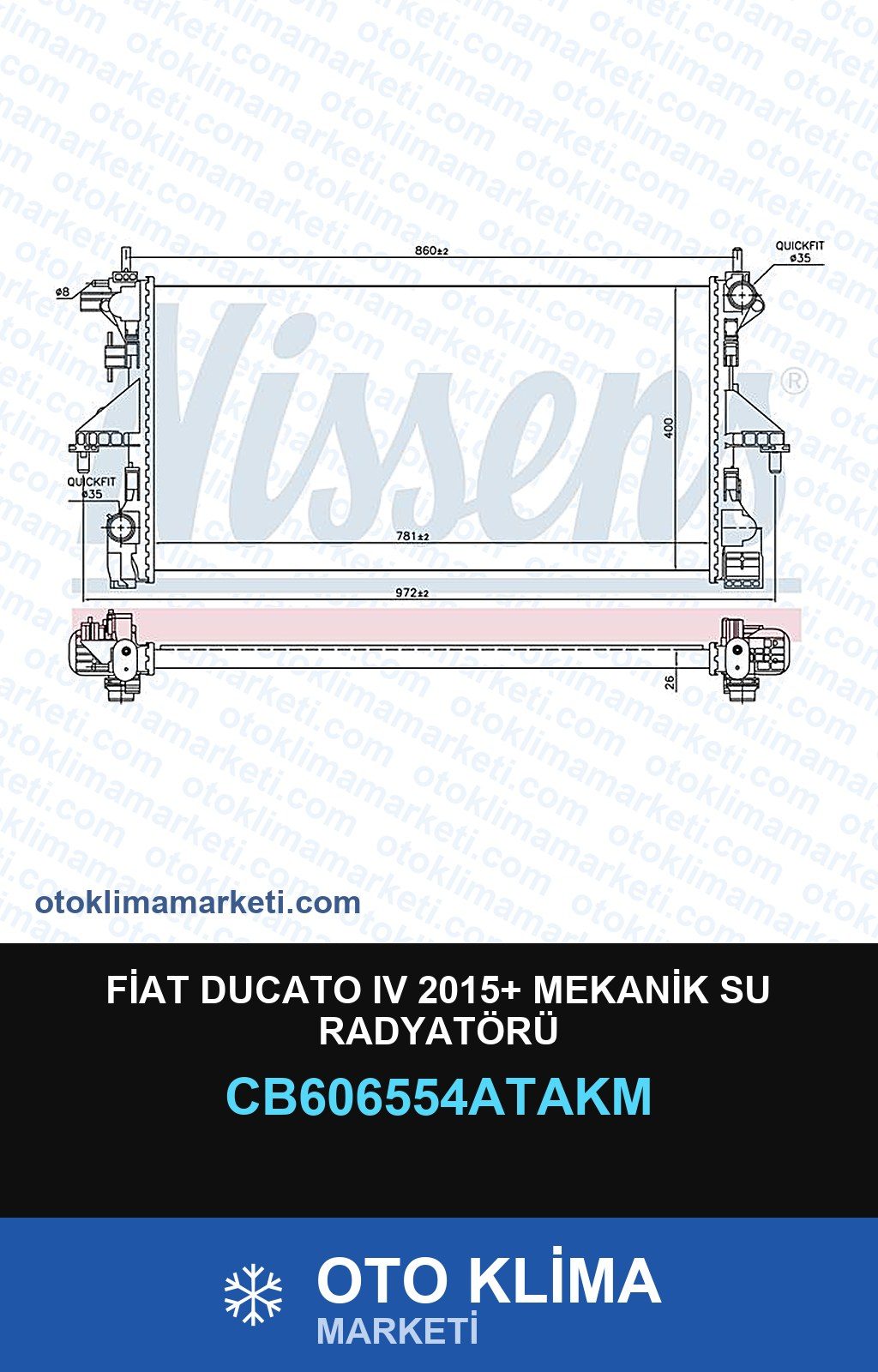 Fiat Ducato IV (4) 2015+ Mekanik Su Radyatörü — SU RADYATÖRÜ — VEKA marka — Uyumlu: FIAT
