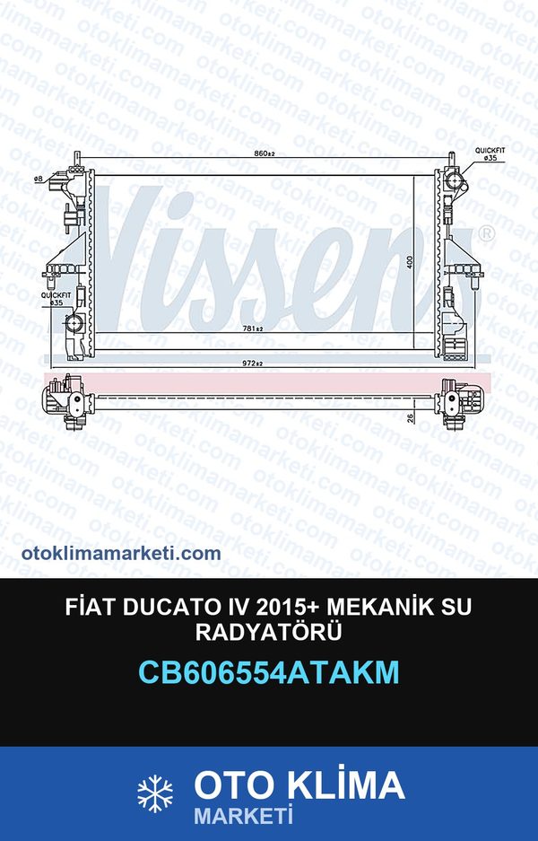 Fiat Ducato IV (4) 2015+ Mekanik Su Radyatörü — SU RADYATÖRÜ — VEKA marka — Uyumlu: FIAT