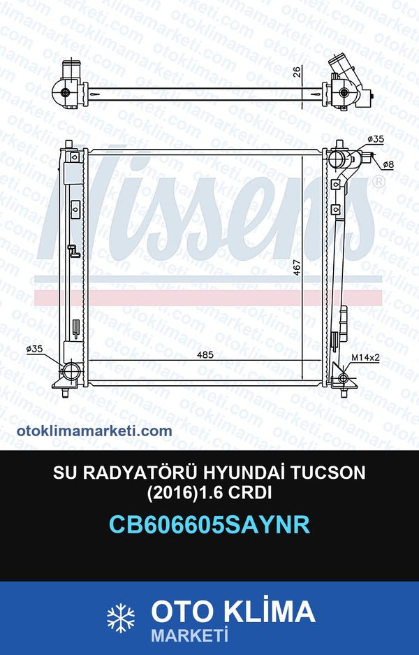 Su Radyatörü Hyundai Tucson (2016)1.6 CRDI — SU RADYATÖRÜ — UNICORE marka — Uyumlu: HYUNDAI
