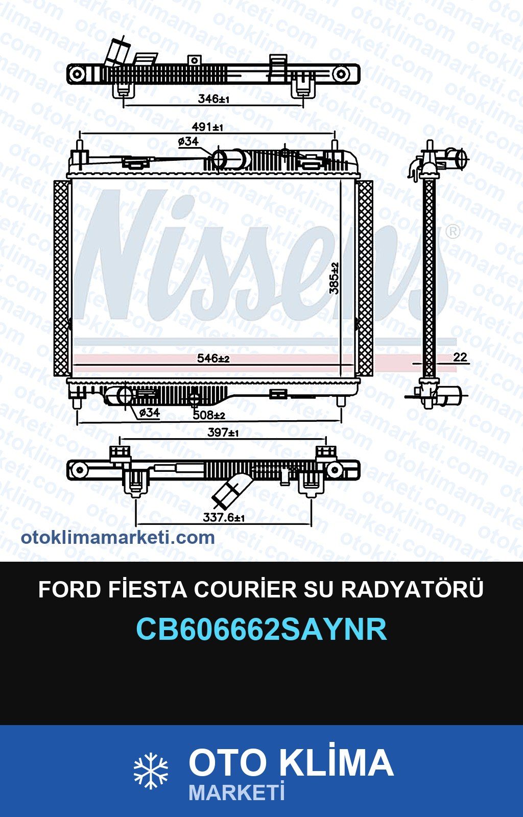 Ford Fiesta Courier Su Radyatörü — SU RADYATÖRÜ — UNICORE marka — Uyumlu: FORD