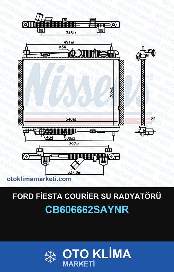 Ford Fiesta Courier Su Radyatörü — SU RADYATÖRÜ — UNICORE marka — Uyumlu: FORD