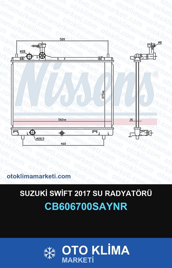 Suzuki Swift 2017 Su Radyatörü — SU RADYATÖRÜ — UNICORE marka — Uyumlu: SUZUKI