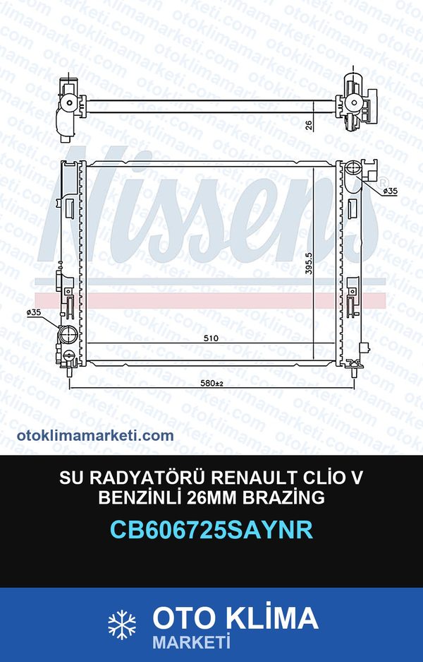 Su Radyatörü Renault Clio V Benzinli 26MM Brazing — SU RADYATÖRÜ — UNICORE marka — Uyumlu: RENAULT