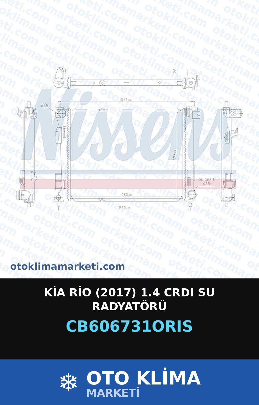 Kia Rio (2017) 1.4 CRDI Su Radyatörü — SU RADYATÖRÜ — ORİS marka — Uyumlu: KIA