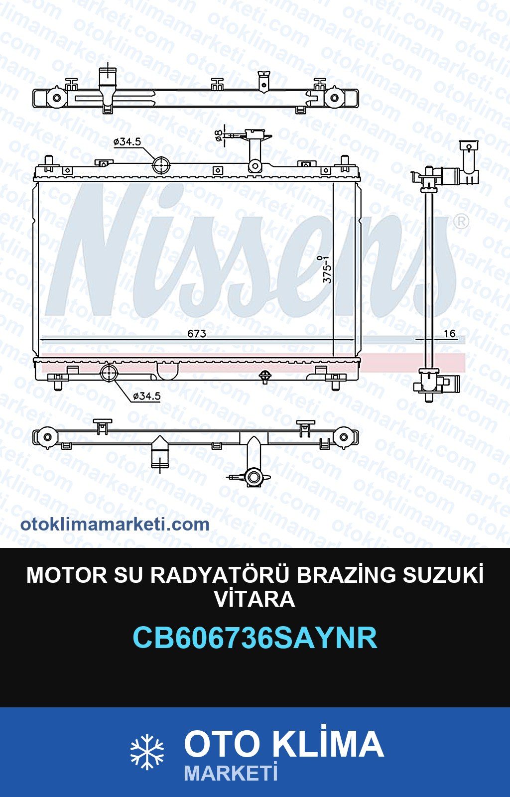 Motor Su Radyatörü Brazing Suzuki Vitara — SU RADYATÖRÜ — UNICORE marka — Uyumlu: SUZUKI