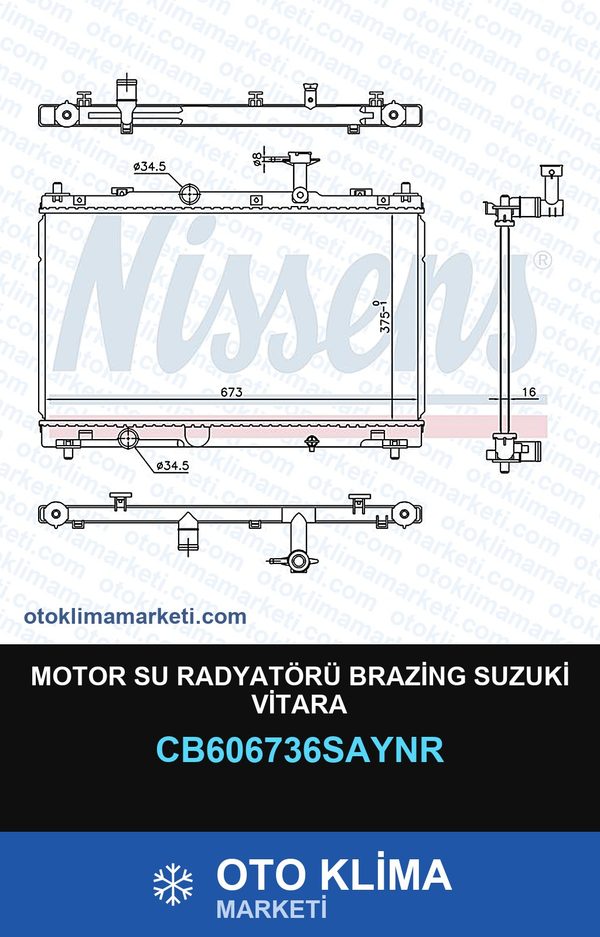 Motor Su Radyatörü Brazing Suzuki Vitara — SU RADYATÖRÜ — UNICORE marka — Uyumlu: SUZUKI