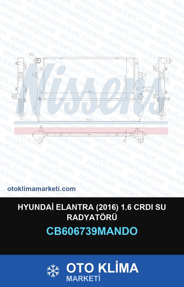 Hyundai Elantra (2016) 1.6 CRDI Su Radyatörü — SU RADYATÖRÜ — MANDO marka — Uyumlu: HYUNDAI