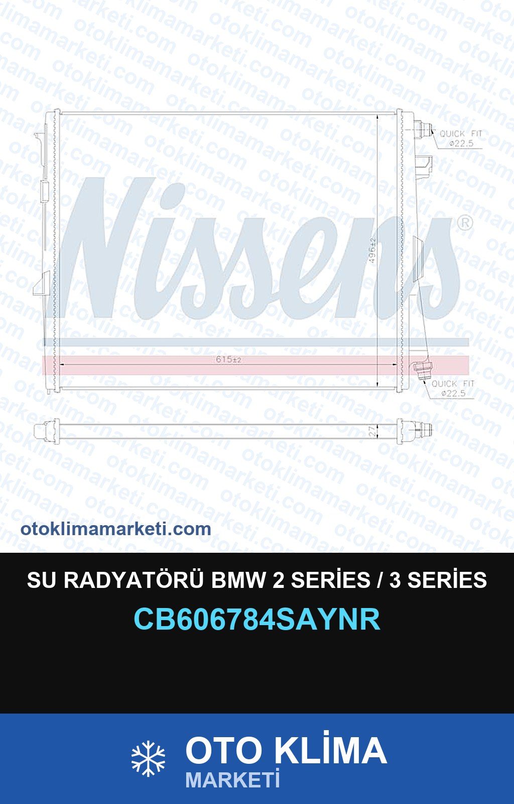 Su Radyatörü BMW 2 Series / 3 Series — SU RADYATÖRÜ — UNICORE marka — Uyumlu: BMW