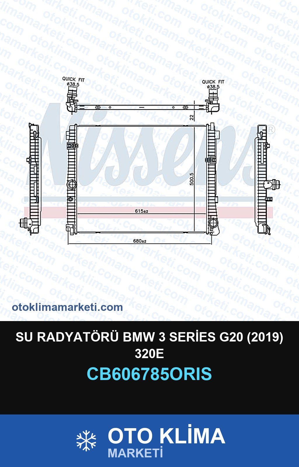 Su Radyatörü BMW 3 Series G20 (2019) 320E — SU RADYATÖRÜ — ORİS marka — Uyumlu: BMW