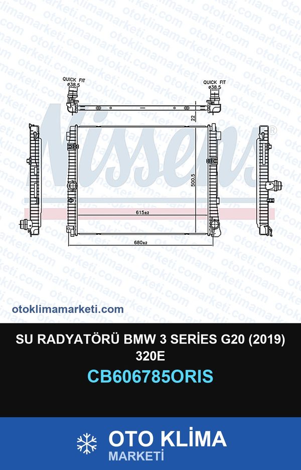 Su Radyatörü BMW 3 Series G20 (2019) 320E — SU RADYATÖRÜ — ORİS marka — Uyumlu: BMW