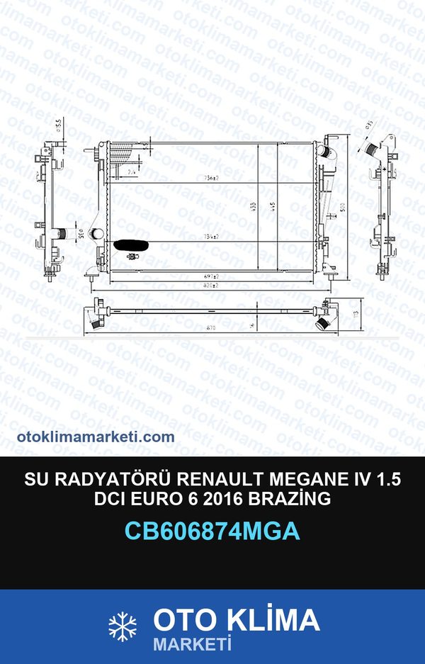 Su Radyatörü Renault Megane IV (4) 1.5 DCI Euro 6 2016 Brazing — SU RADYATÖRÜ — MGA marka — Uyumlu: RENAULT