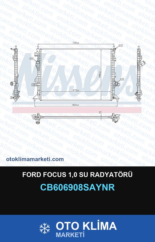 Ford Focus 1,0 Su Radyatörü — SU RADYATÖRÜ — UNICORE marka — Uyumlu: FORD