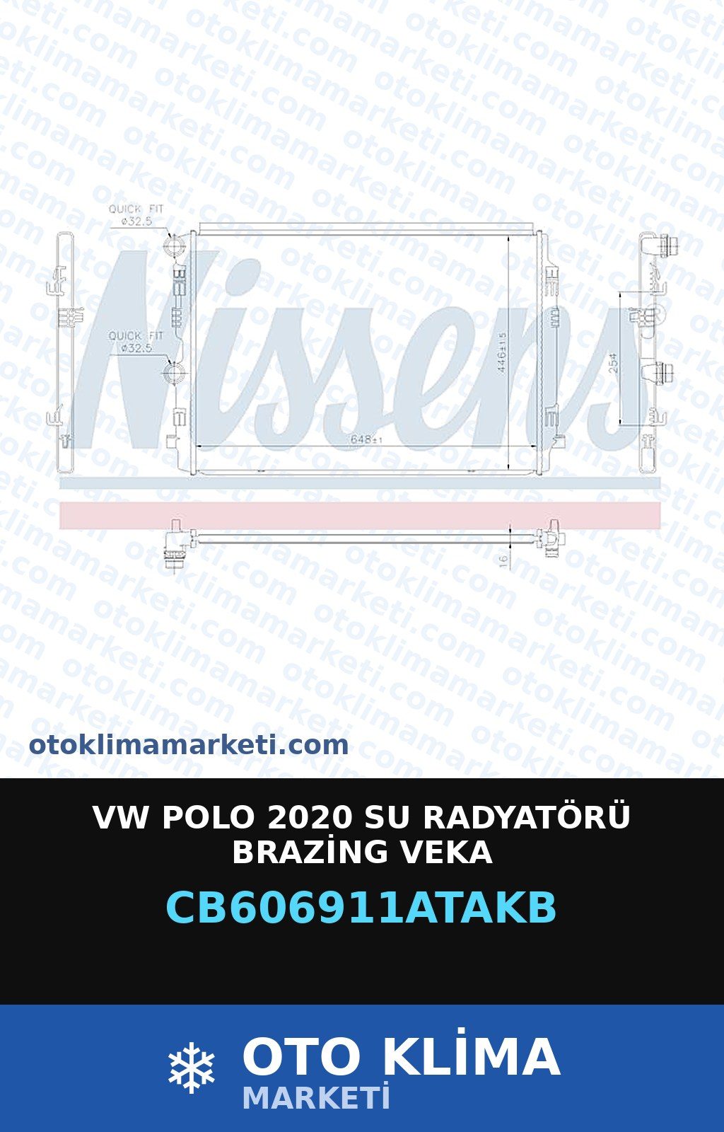 VW Polo 2020 Su Radyatörü Brazing Veka — SU RADYATÖRÜ — VEKA marka — Uyumlu: VOLKSWAGEN