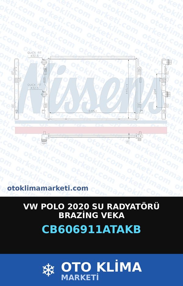 VW Polo 2020 Su Radyatörü Brazing Veka — SU RADYATÖRÜ — VEKA marka — Uyumlu: VOLKSWAGEN