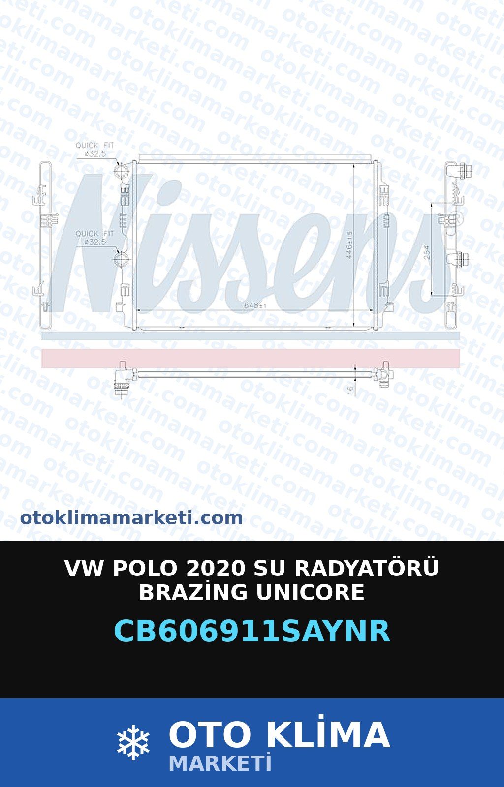 VW Polo 2020 Su Radyatörü Brazing Unicore — SU RADYATÖRÜ — UNICORE marka — Uyumlu: VOLKSWAGEN