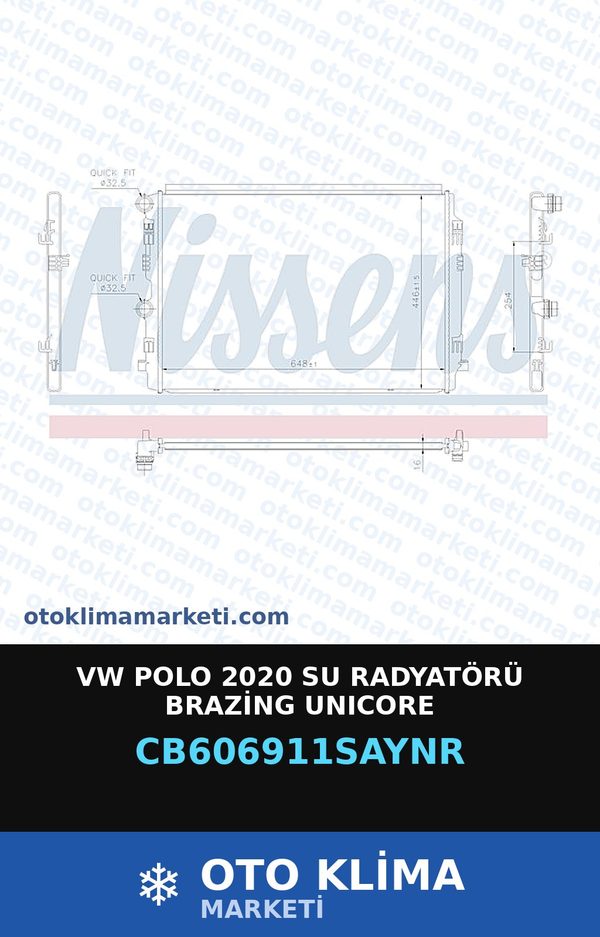 VW Polo 2020 Su Radyatörü Brazing Unicore — SU RADYATÖRÜ — UNICORE marka — Uyumlu: VOLKSWAGEN