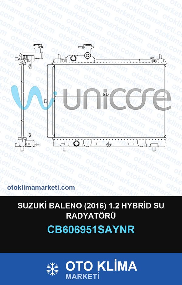 Suzuki Baleno (2016) 1.2 Hybrid Su Radyatörü — SU RADYATÖRÜ — UNICORE marka — Uyumlu: SUZUKI