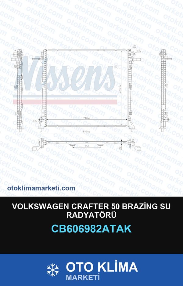 Volkswagen Crafter 50 Brazing Su Radyatörü — SU RADYATÖRÜ — VEKA marka — Uyumlu: VOLKSWAGEN