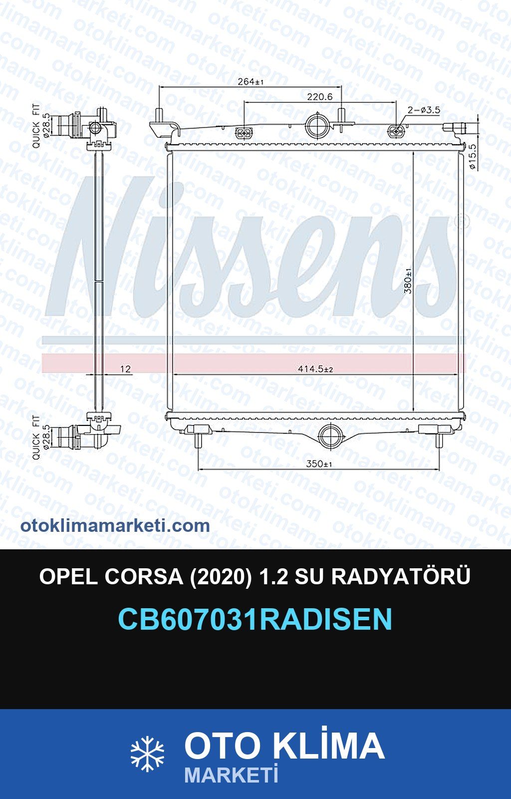 Opel Corsa (2020) 1.2 Su Radyatörü — SU RADYATÖRÜ — RADİSEN marka — Uyumlu: OPEL