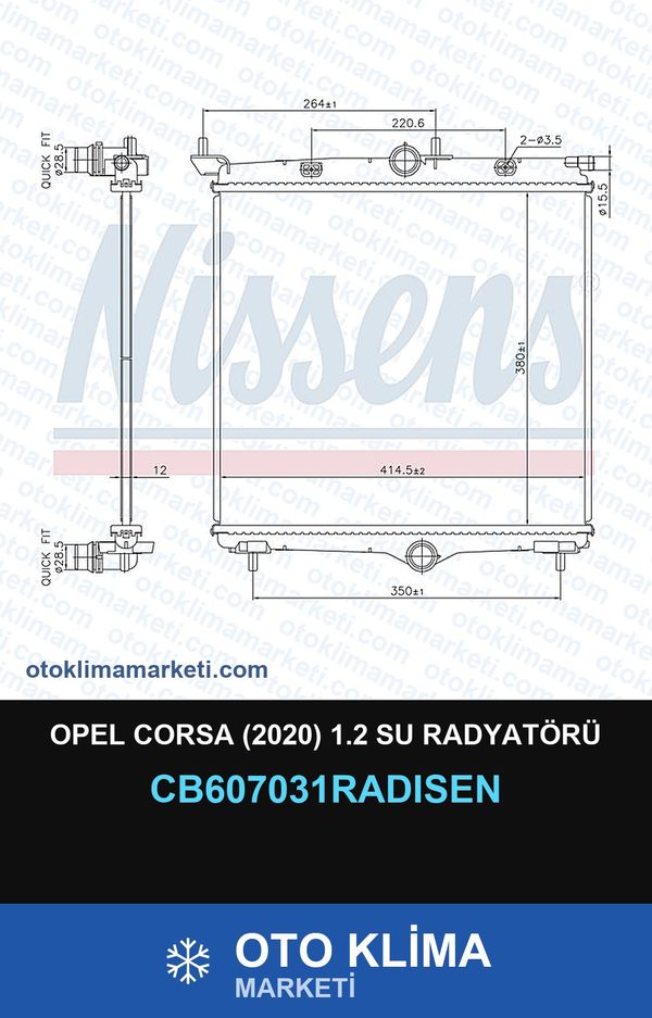 Opel Corsa (2020) 1.2 Su Radyatörü — SU RADYATÖRÜ — RADİSEN marka — Uyumlu: OPEL